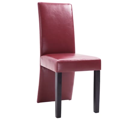 vidaXL Valgomojo kėdės, 4 vnt., raudonojo vyno spalvos, dirbt. oda