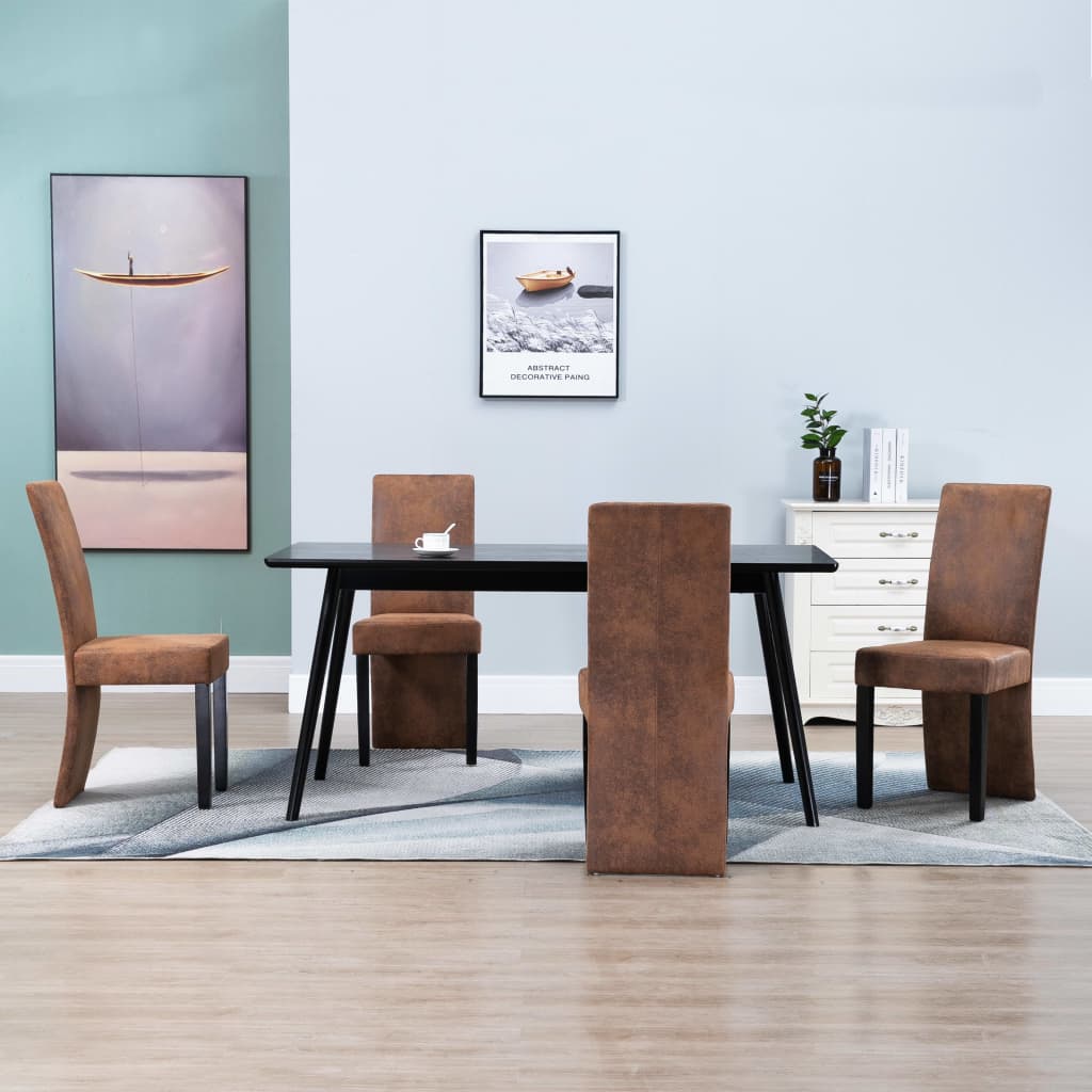 Valgomojo kėdės, 4vnt., rudos, dirbtinė versta oda | Stepinfit