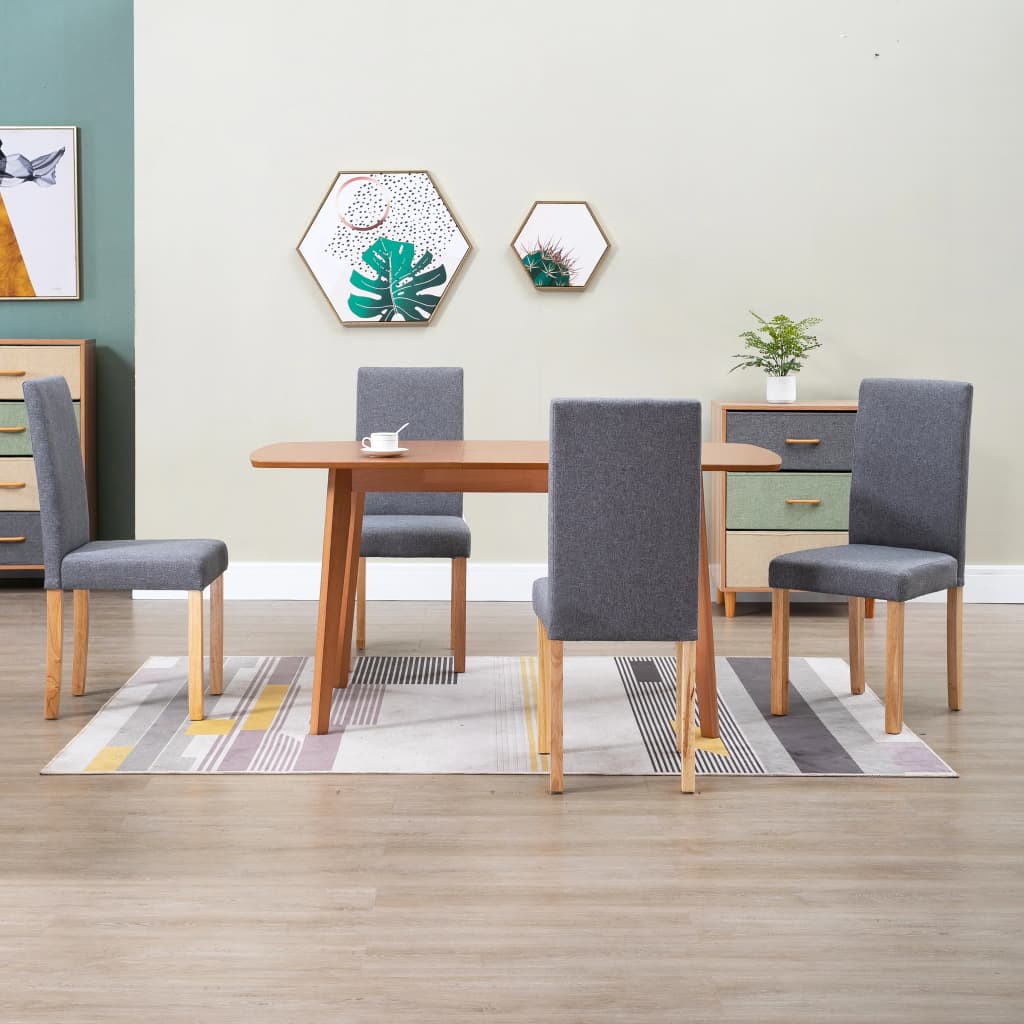 vida XL Esszimmerstühle 4 Stück Hellgrau Stoff