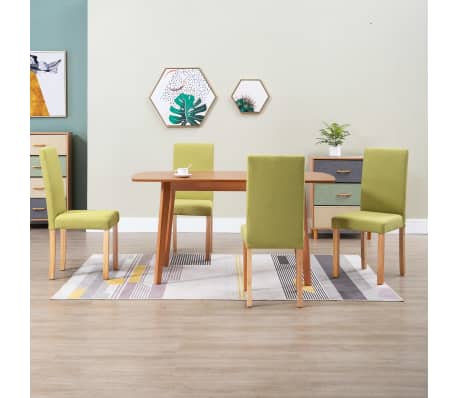 vidaXL Esszimmerstühle 4 Stück Grün Stoff vidaXL Esszimmerstühle 4 Stück Grün Stoff