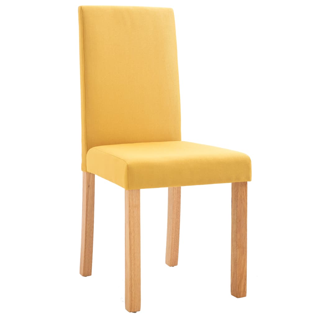 vidaXL Valgomojo kėdės, 4 vnt., geltonos spalvos, audinys