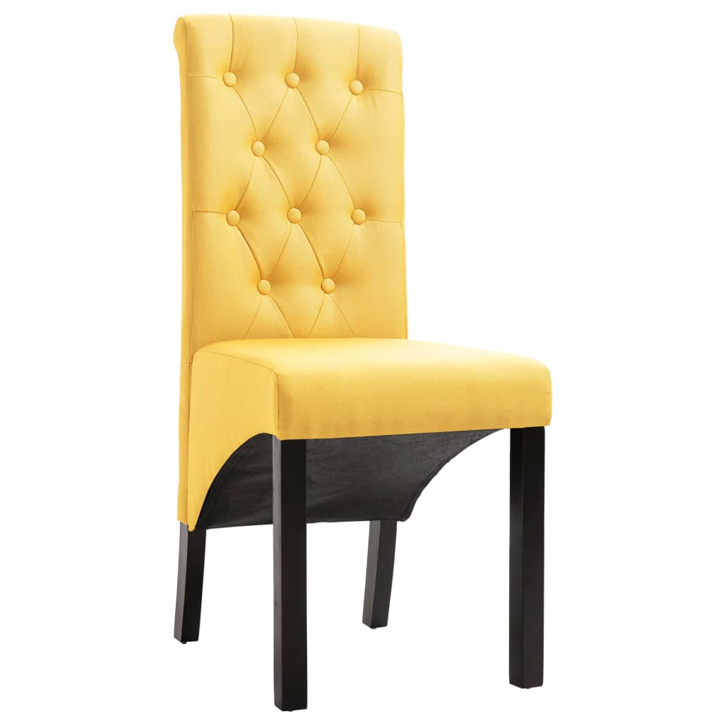 vidaXL Valgomojo kėdės, 2 vnt., geltonos, audinys