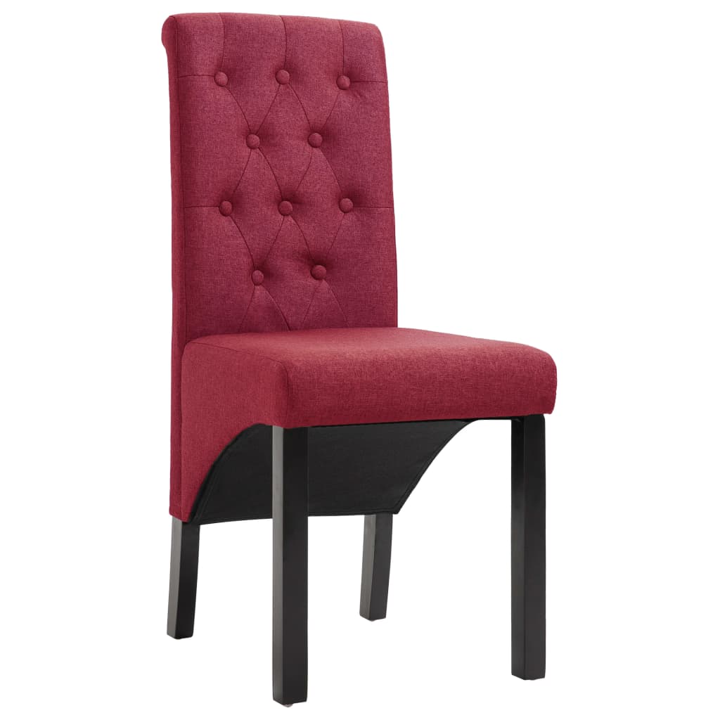 vidaXL Chaises à manger lot de 2 rouge bordeaux tissu