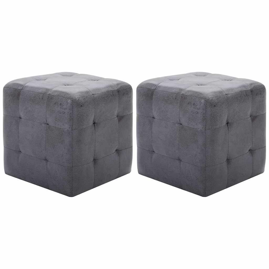 Sengeskabe/natborde - 2 stk. 30 × 30 × 30 cm i grå imiteret ruskind