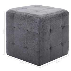 Noční stolky 2 ks šedé 30 x 30 x 30 cm umělá broušená kůže - obrázek 6