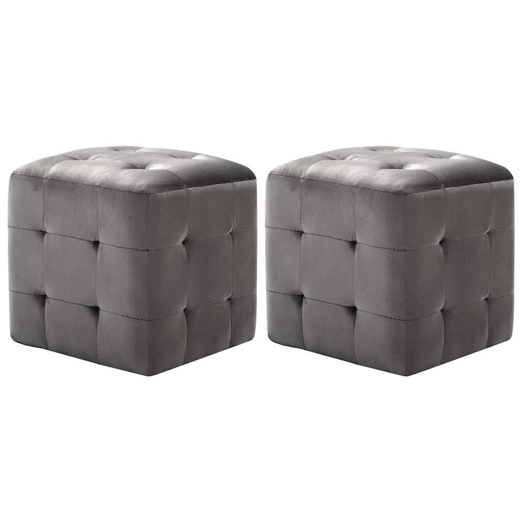 Sengeskabe/natborde 2 stk. i gråt fløjlsstof - 30 × 30 × 30 cm
