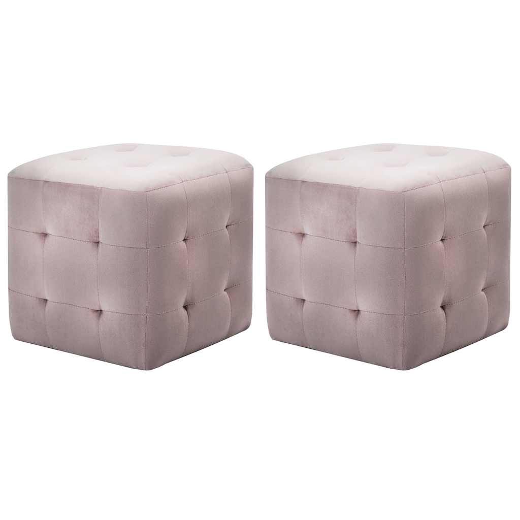 Sengeskabe/natborde 2 stk. i fløjl - 30 × 30 × 30 cm, lyserød