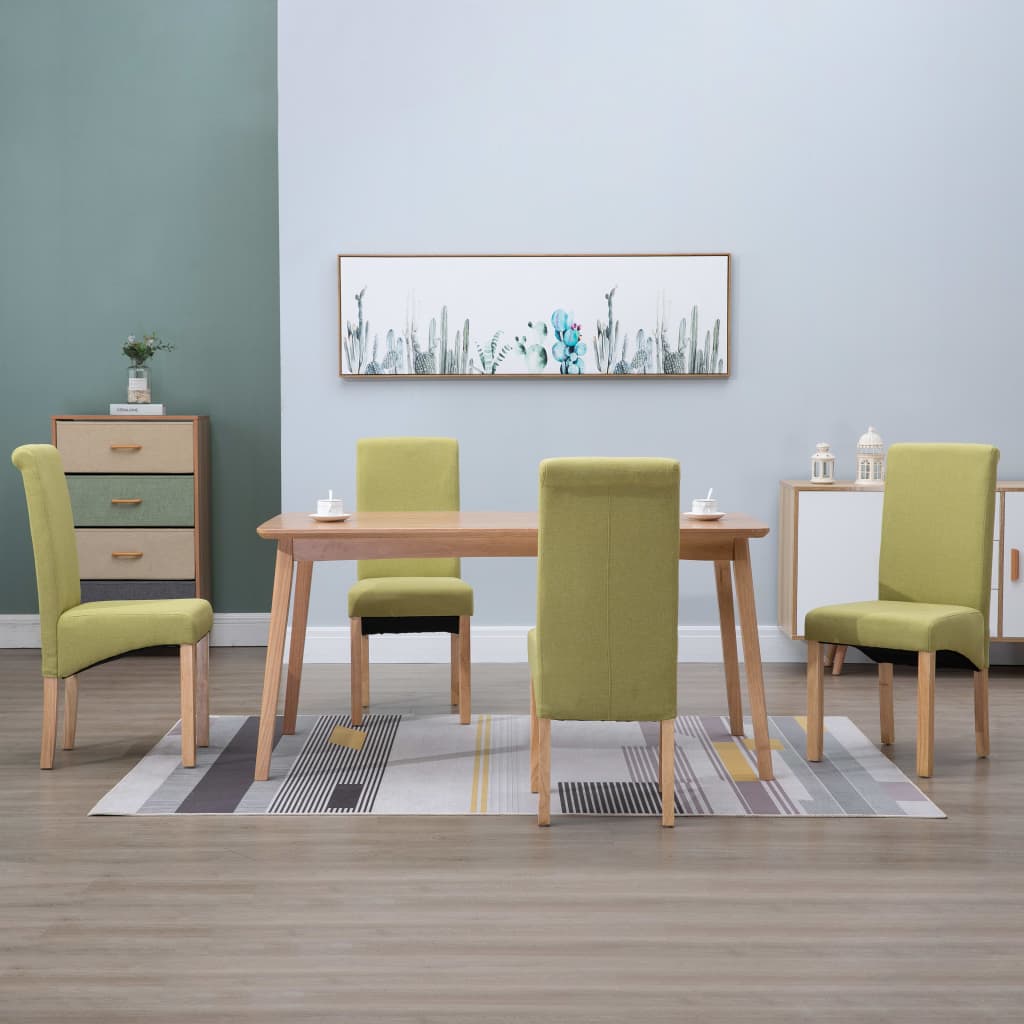 vidaXL Scaune de sufragerie, 4 buc., verde, material textil vidaXL imagine noua 2022