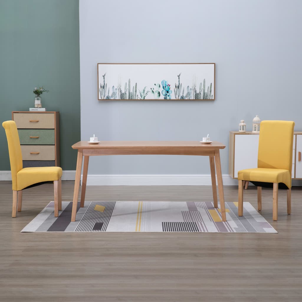 vidaXL Scaune de sufragerie, 2 buc., galben, material textil vidaXL imagine noua 2022