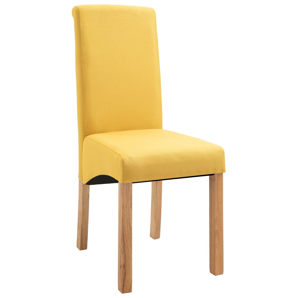 vidaXL Valgomojo kėdės, 4 vnt., geltonos, audinys