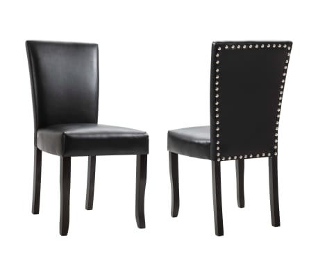 vidaXL Valgomojo kėdės, 2vnt., juodos spalvos, dirbtinė oda