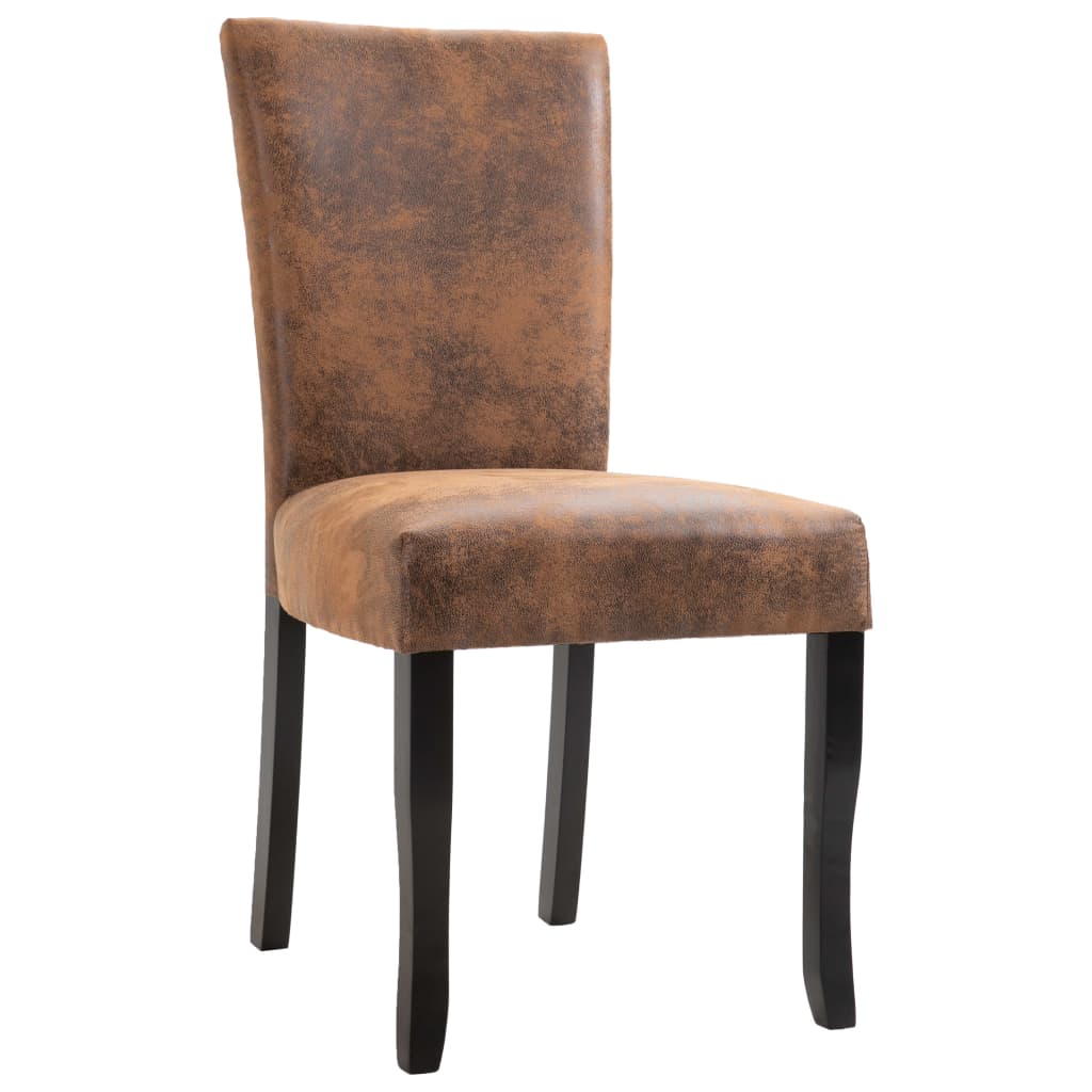 vidaXL Dining Chairs 2 pcs Brown Faux Suede Leather