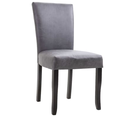 vidaXL Valgomojo kėdės, 2vnt., pilkos spalvos, dirbtinė versta oda