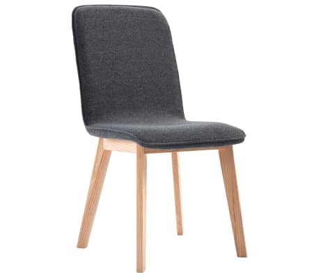 vidaXL Dining Chairs 2 pcs Grey Fabric and Solid Oak Wood