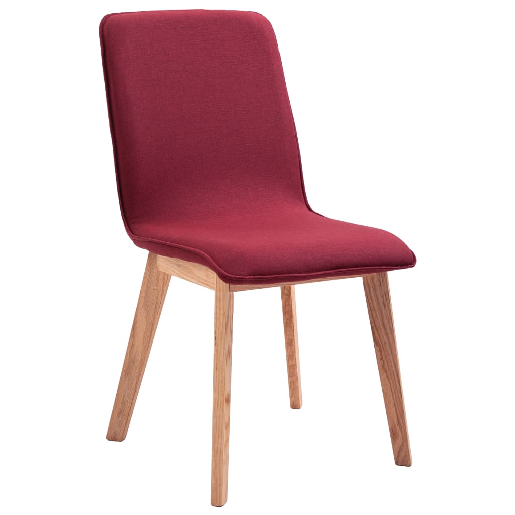 

vidaXL Eetkamerstoelen 4 st stof en massief eikenhout rood