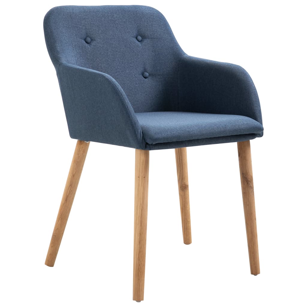 vidaXL Dining Chairs 2 pcs Blue Fabric and Solid Oak Wood