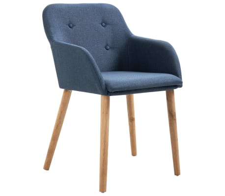 vidaXL Dining Chairs 2 pcs Blue Fabric and Solid Oak Wood