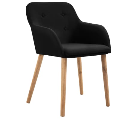 vidaXL Dining Chairs 2 pcs Black Fabric and Solid Oak Wood