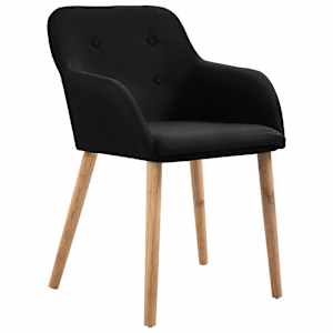 vidaXL Valgomojo kėdės, 2vnt., juodos, audinys ir ąžuolo masyvas