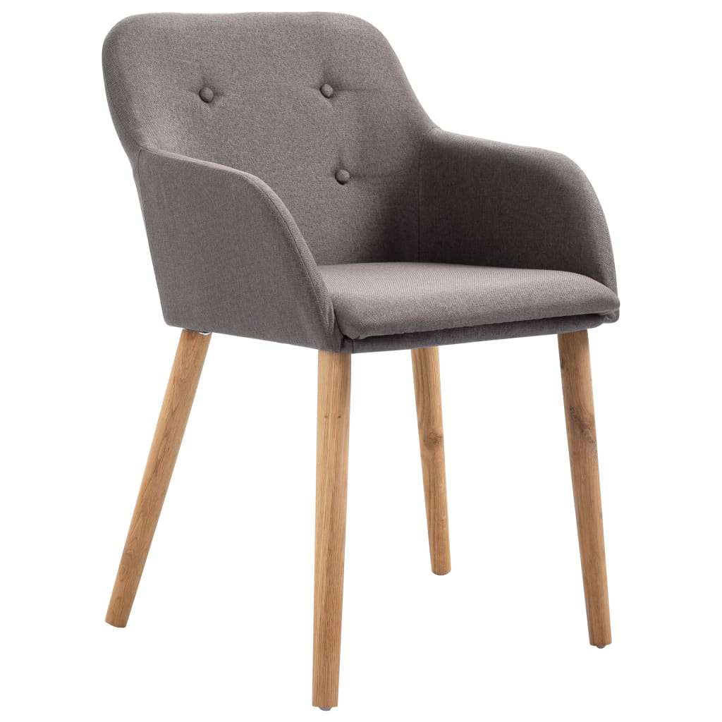 

vidaXL Eetkamerstoelen 2 st stof en massief eikenhout taupe