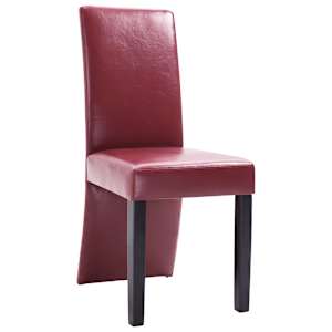 vidaXL Valgomojo kėdės, 2vnt., raudonojo vyno spalvos, dirbtinė oda