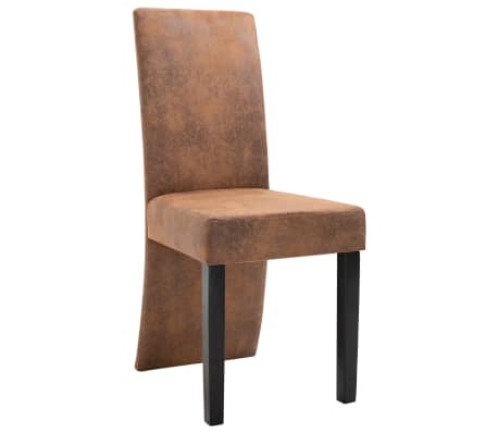 vidaXL Valgomojo kėdės, 2vnt., rudos spalvos, dirbtinė versta oda