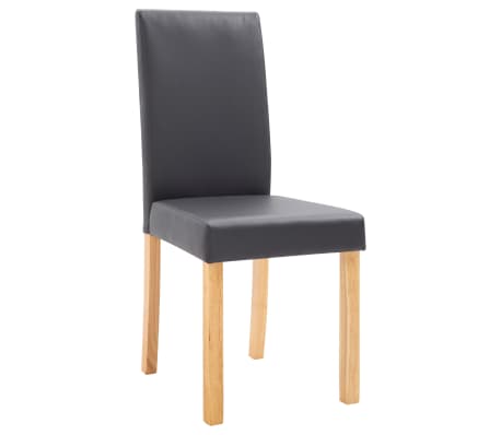 vidaXL Valgomojo kėdės, 2vnt., pilkos spalvos, dirbtinė oda