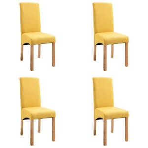 Jídelní židle 4 ks žluté textil - obrázek 2