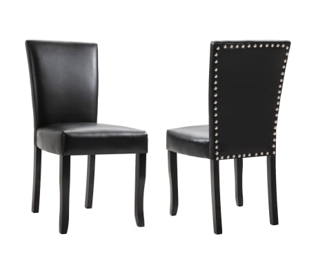 vidaXL Valgomojo kėdės, 2vnt., juodos spalvos, dirbtinė oda