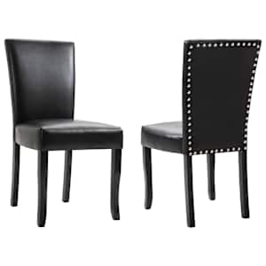 vidaXL Valgomojo kėdės, 2vnt., juodos spalvos, dirbtinė oda