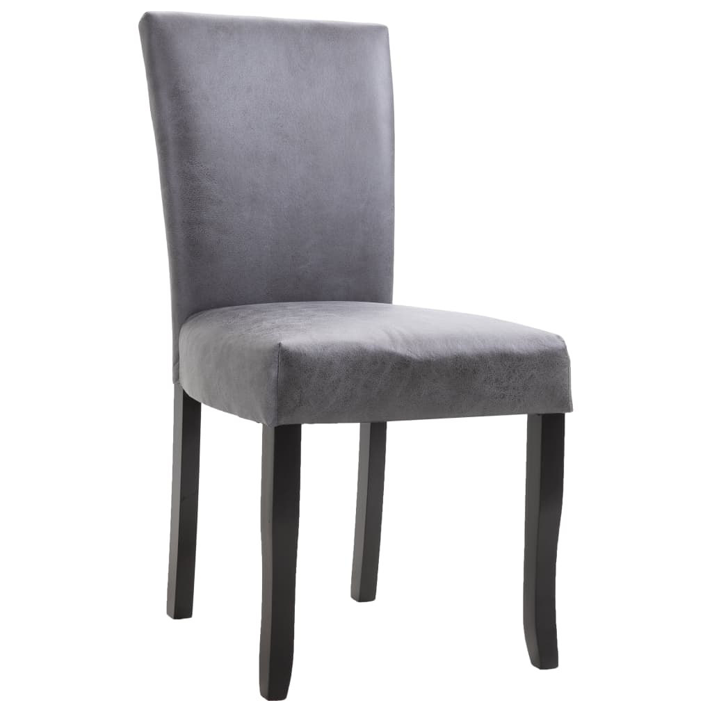 vidaXL Dining Chairs 2 pcs Grey Faux Suede Leather