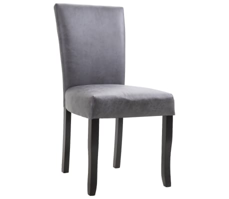 vidaXL Dining Chairs 2 pcs Grey Faux Suede Leather