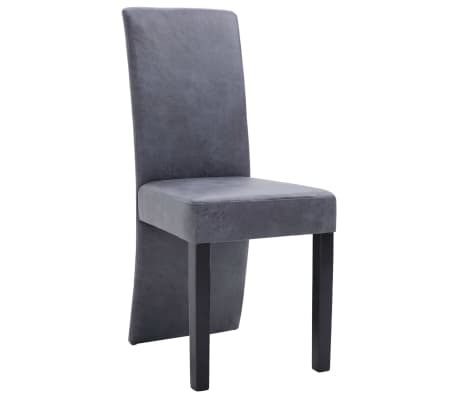 vidaXL Dining Chairs 2 pcs Gray Faux Suede Leather