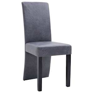 vidaXL Dining Chairs 2 pcs Gray Faux Suede Leather