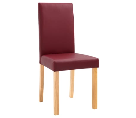 vidaXL Dining Chair Set of 2 Red Faux leather with wooden legs Standard