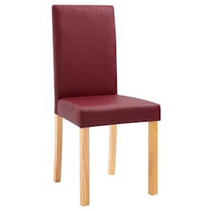 vidaXL Dining Chair Set of 2 Red Faux leather with wooden legs Standard