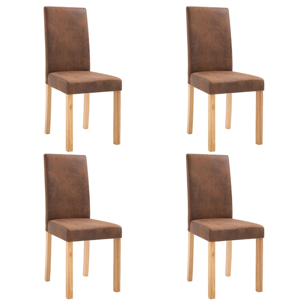 

vidaXL Dining Chairs 4 pcs Brown Faux Suede Leather