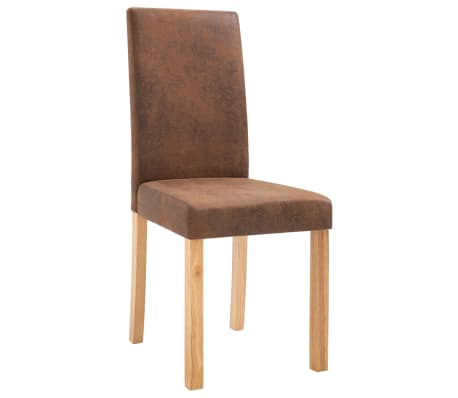 vidaXL Dining Chairs 4 pcs Brown Faux Suede Leather