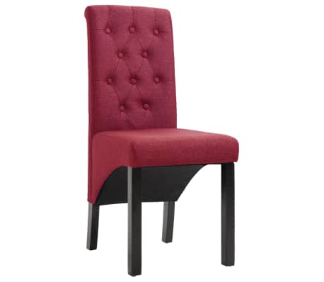 vidaXL Dining Chair Set of 2 Wine Red Fabric, Rubber wood Standard
