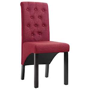 vidaXL Dining Chair Set of 2 Wine Red Fabric, Rubber wood Standard
