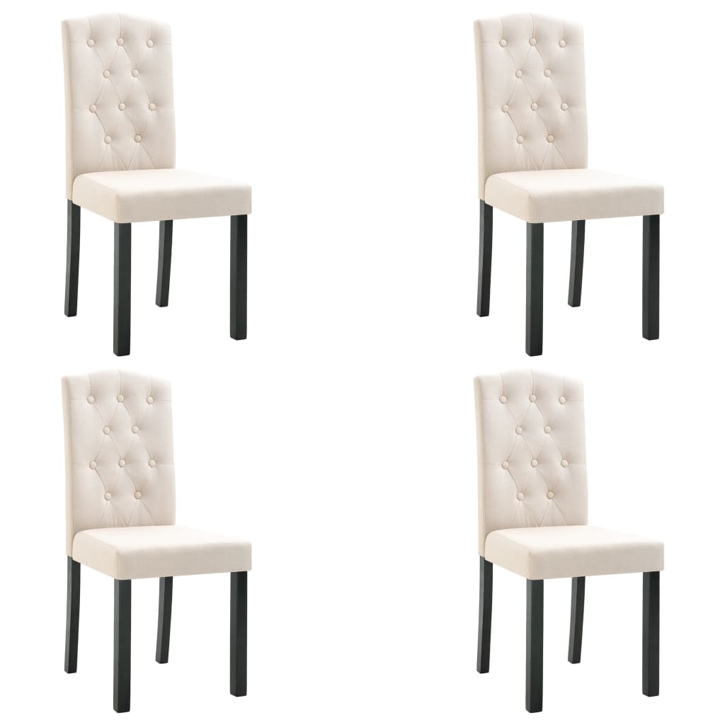 VidaXL Dining Chairs 4 Pcs Cream Fabric