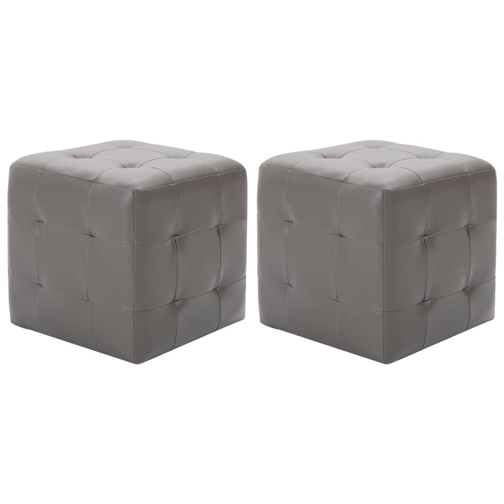 

vidaXL Pouffe 2 pcs Gray 11.8"x11.8"x11.8" Faux Leather