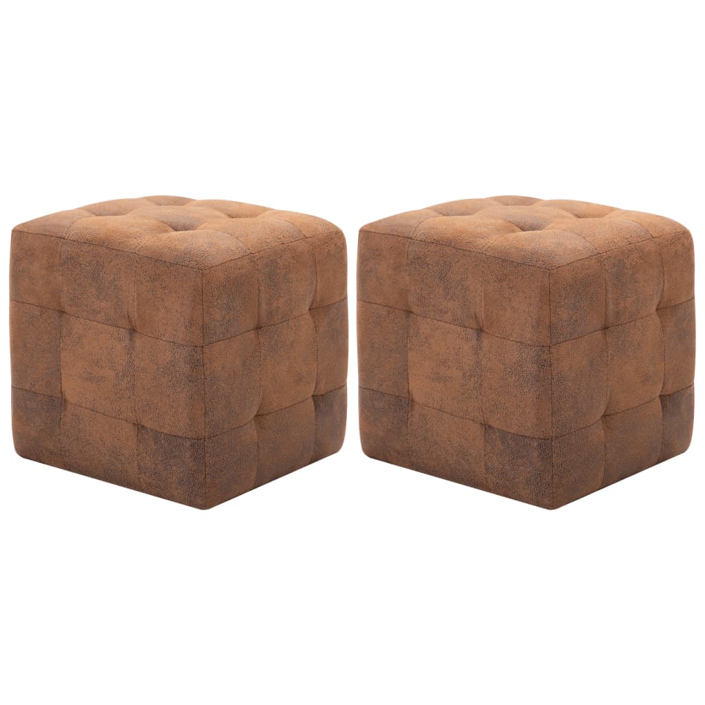 

vidaXL Pouffe 2 pcs Brown 11.8"x11.8"x11.8" Faux Suede Leather