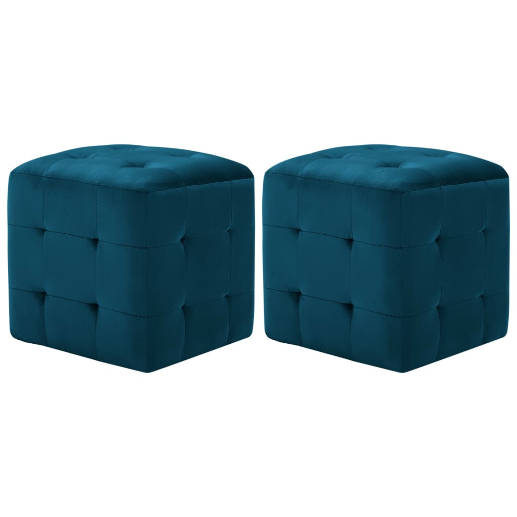 

vidaXL Pouffe 2 pcs Blue 11.8"x11.8"x11.8" Velvet