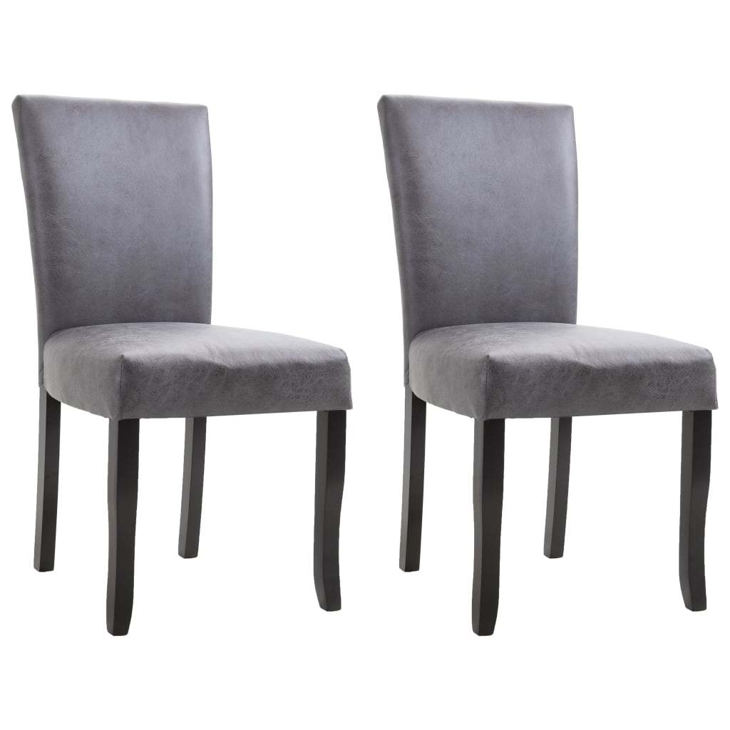 VidaXL Dining Chairs 2 Pcs Gray Faux Suede Leather