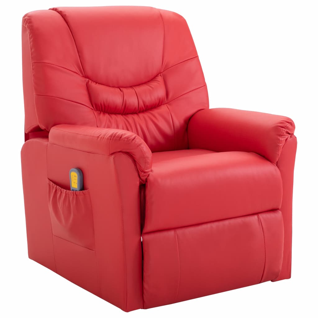 Massage Recliner Chair Red Faux Leather
