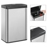 vidaXL affaldsspand med sensor sølvfarvet og sort rustfrit stål 60 l