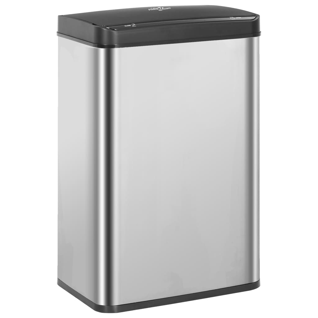 vidaXL Coș de gunoi senzor automat argintiu&negru 60 L oțel inoxidabil
