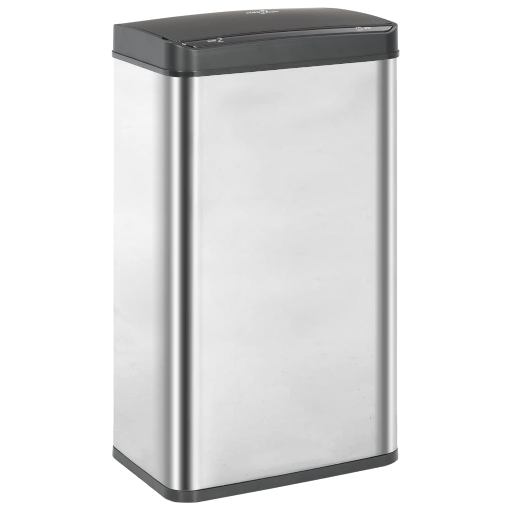 vidaXL Coș de gunoi senzor automat argintiu&negru 70 L oțel inoxidabil