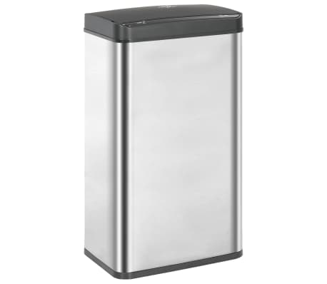 vidaXL Coș de gunoi senzor automat argintiu&negru 70 L oțel inoxidabil
